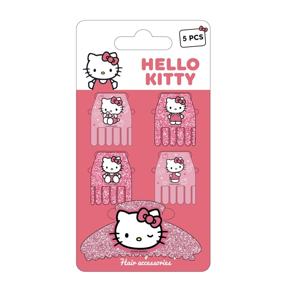 Blister 5 pinzas pelo Hello Kitty - Frikibase.com