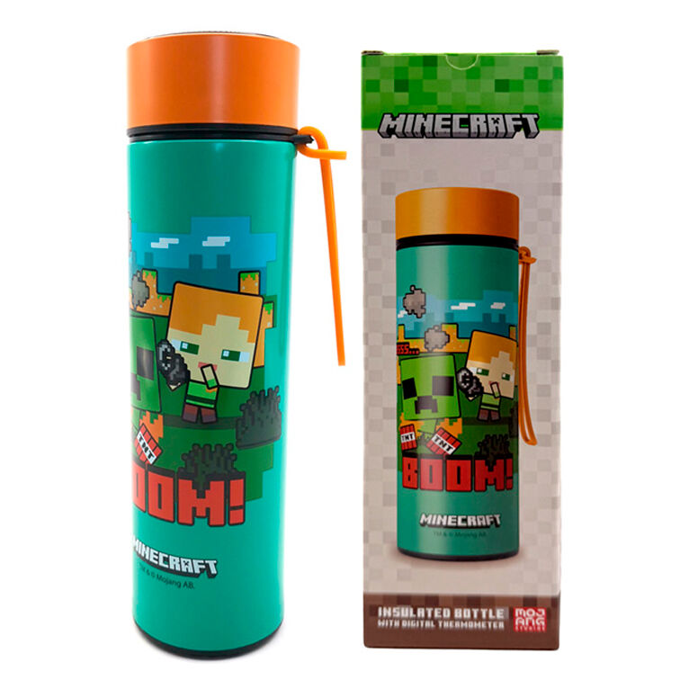 Botella acero inoxidable termo Minecraft termometro 450ml - Frikibase.com