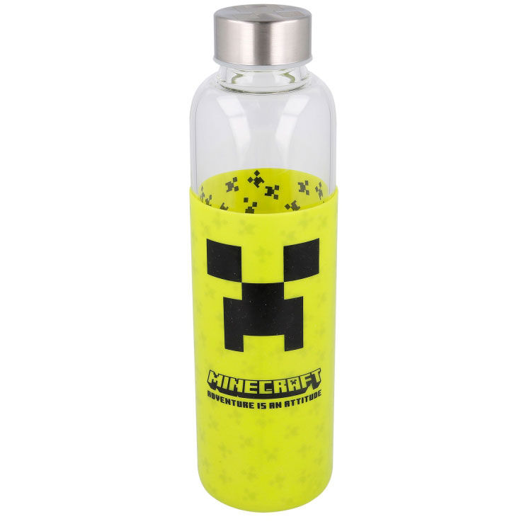 Botella cristal Minecraft funda silicona 585ml - Frikibase.com