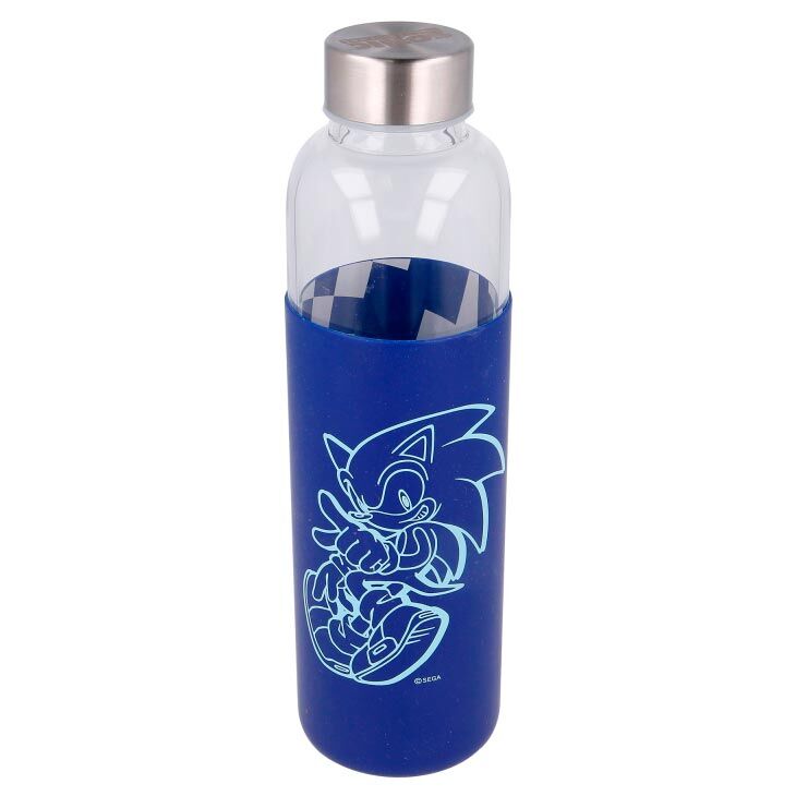 Botella cristal Sonic The Hedgehog funda silicona 585ml - Frikibase.com