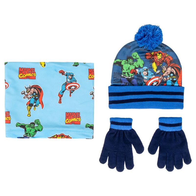 Conjunto gorro guantes braga cuello Los Vengadores Avengers Marvel - Frikibase.com