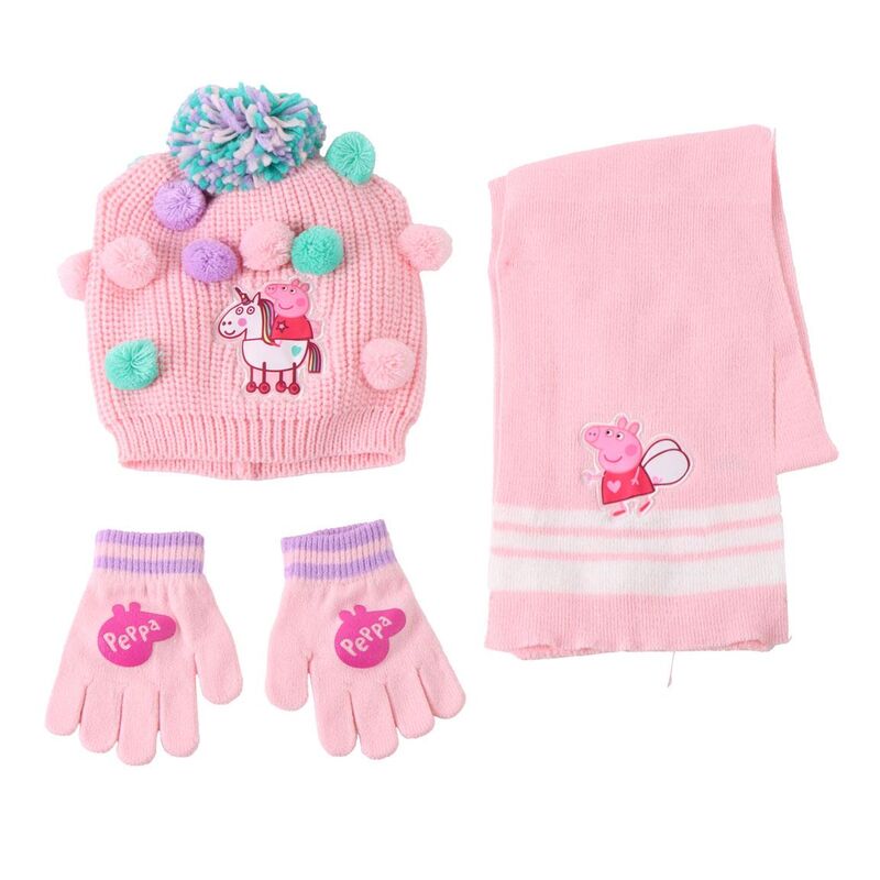 Conjunto gorro guantes bufanda Peppa Pig - Frikibase.com