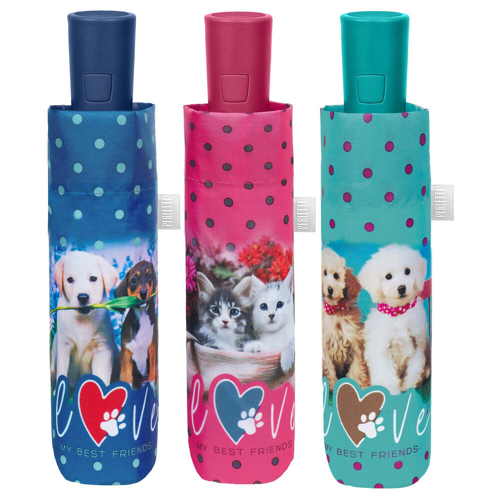 Paraguas plegable automatico perros y gatos 54cm surtido - Frikibase.com