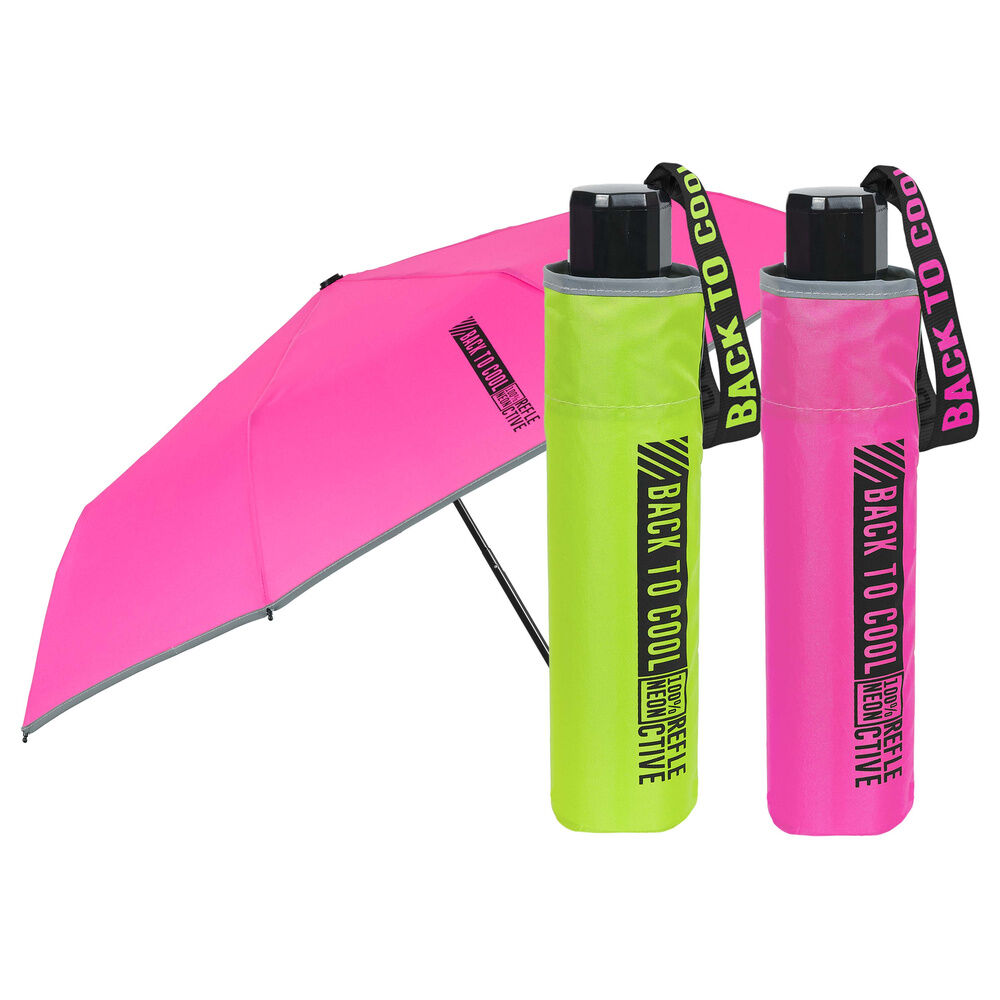 Paraguas plegable manual fucsia y verde 50cm surtido - Frikibase.com