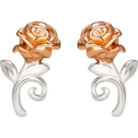 Pendientes Rosa La Bella y la Bestia Disney plata - Frikibase.com