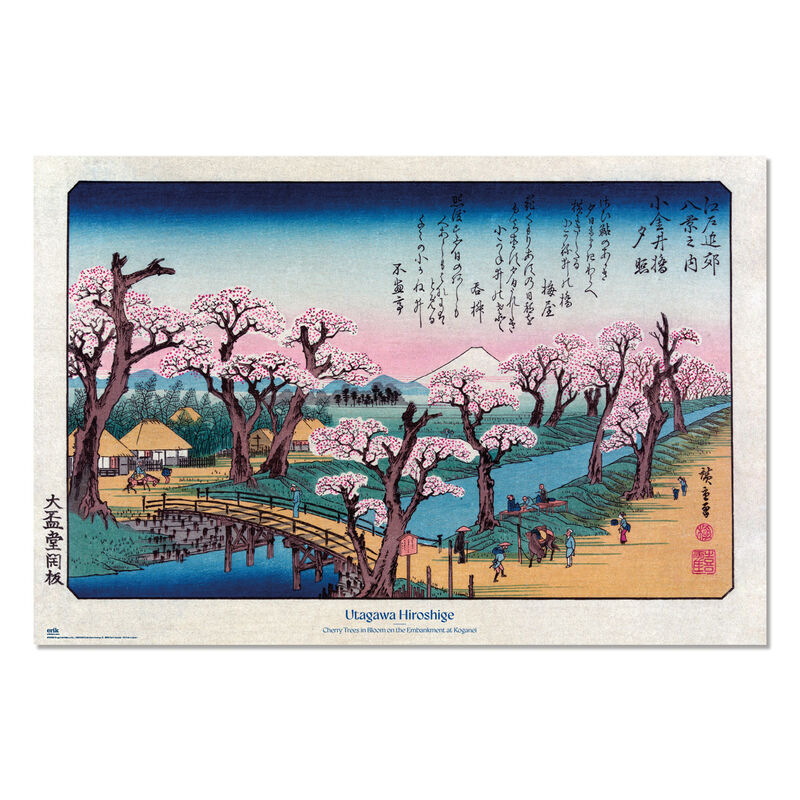 Poster Cerezos en flor en el terraplén de Koganei Hiroshige - Frikibase.com