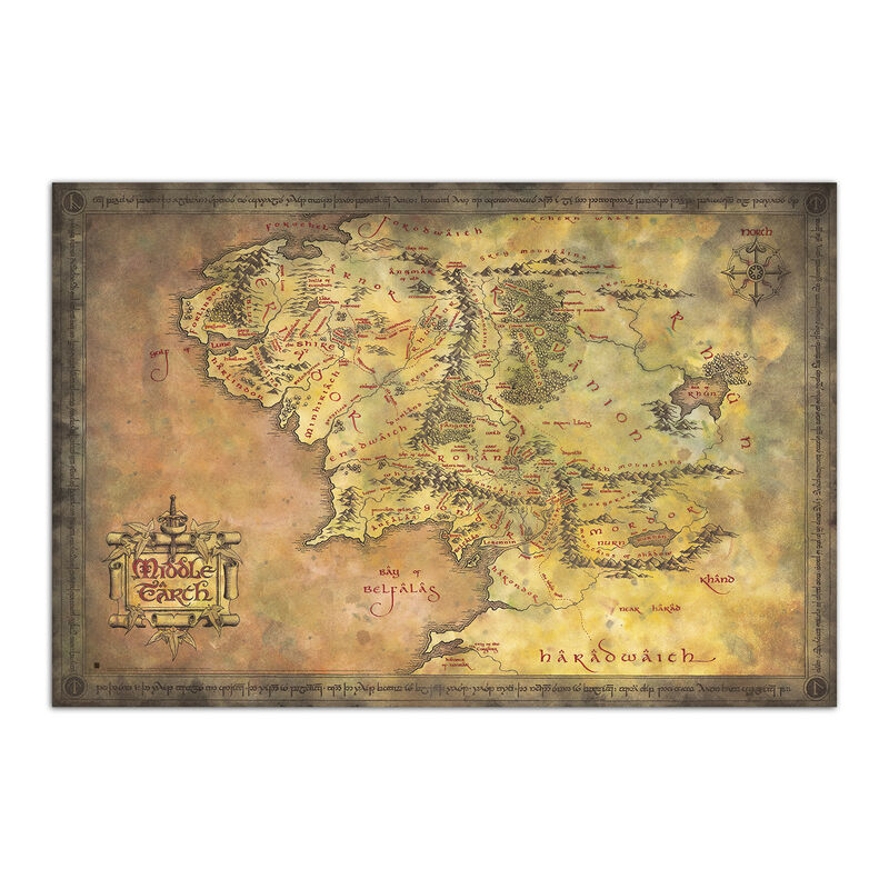 Poster Mapa de la Tierra Media El Señor de los Anillos - Frikibase.com