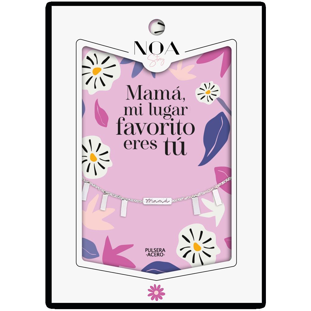 Pulsera Mama acero plateado - Mama Mi Lugar Favorito Eres Tu - Frikibase.com
