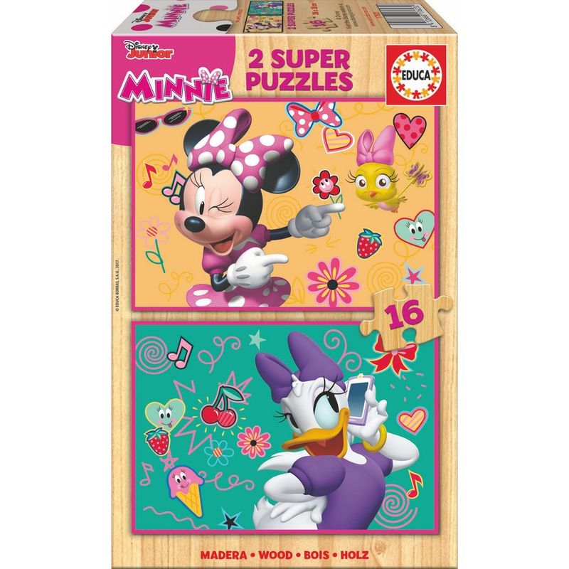 Puzzle Minnie and The Happy Helpers Disney madera 2x16pzs - Frikibase.com