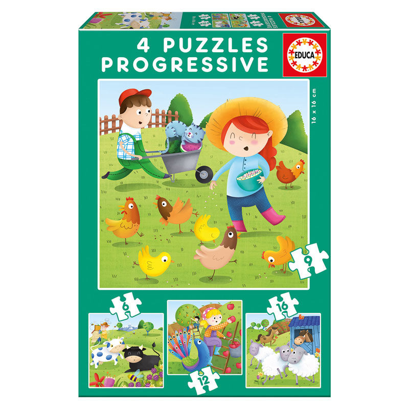 Puzzle Progresivo Animales de la Granja 6-9-12-16pzs - Frikibase.com