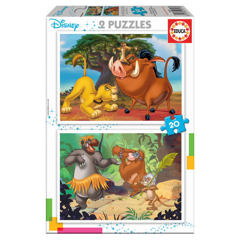 Puzzle Rey Leon + El Libro de la Selva Animals Disney 2x20pzs - Frikibase.com
