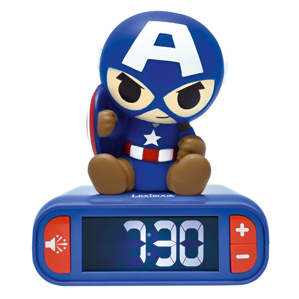 Reloj Despertador Luz Nocturna 3D Capitan America Vengadores Avengers Marvel - Frikibase.com