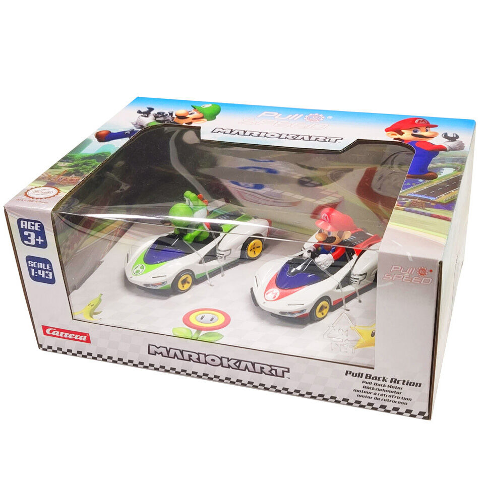 Set 2 coches Pull Speed Mario + Yoshi Mario Kart - Frikibase.com