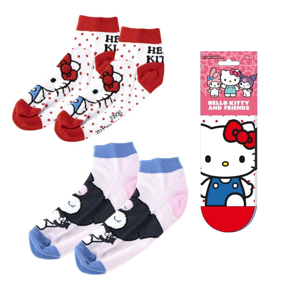 Set 2 pares calcetines Kuromi Hello Kitty adulto - Frikibase.com