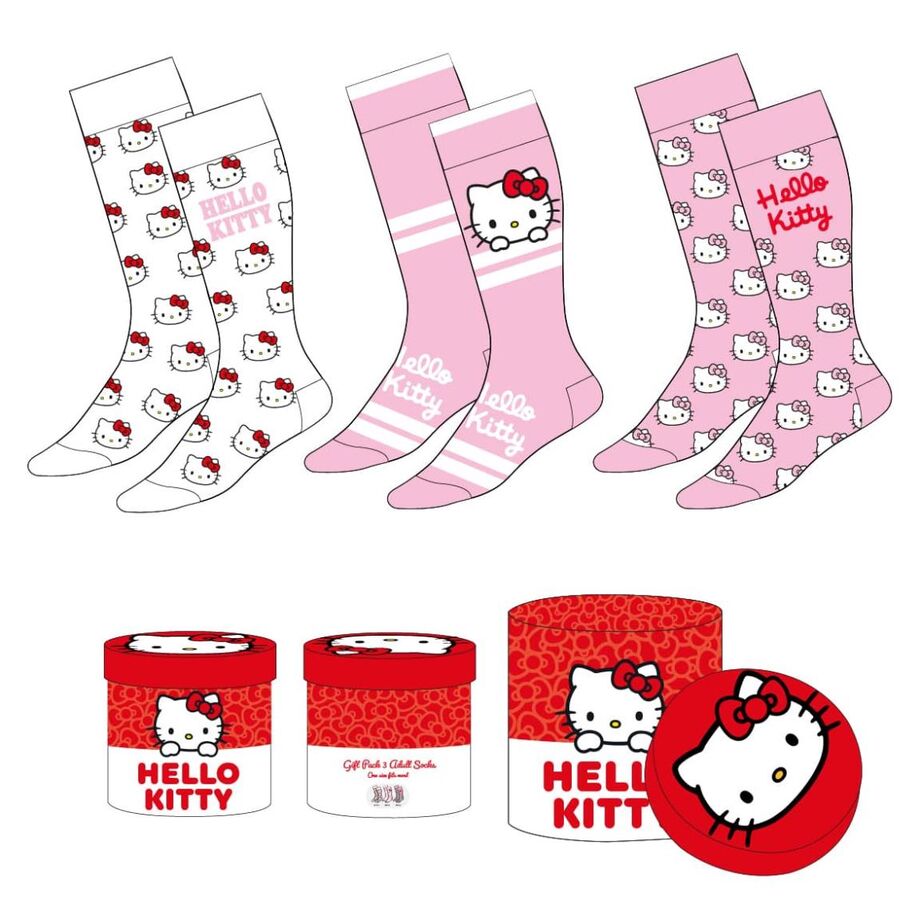 Set 3 calcetines Hello Kitty adulto - Frikibase.com