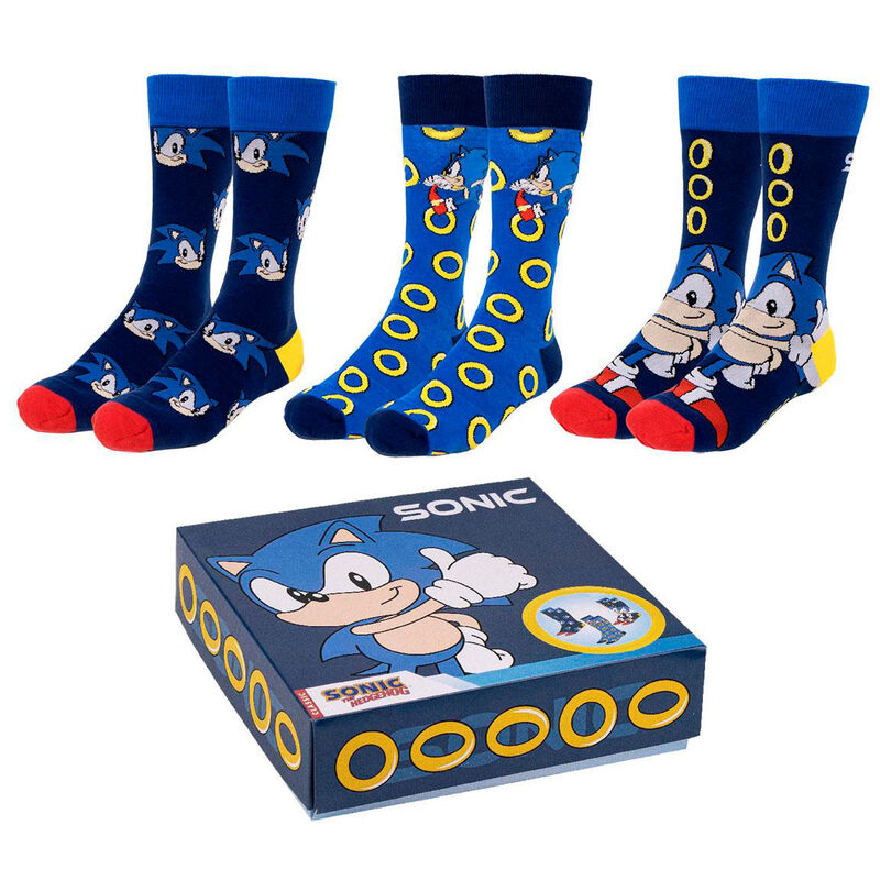 Set 3 calcetines Sonic the Hedgehog adulto - Frikibase.com