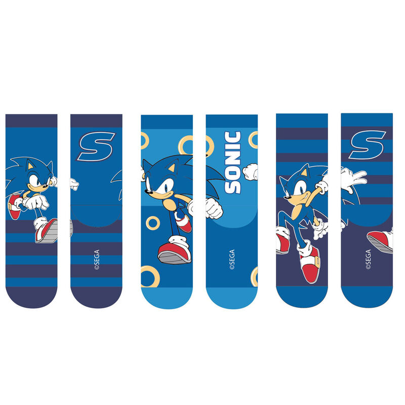 Set 3 calcetines Sonic the Hedgehog infantil surtido - Frikibase.com