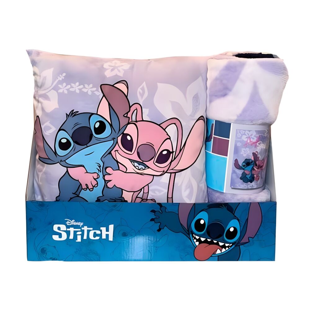 Set manta polar + cojin Angel & Stitch Disney - Frikibase.com