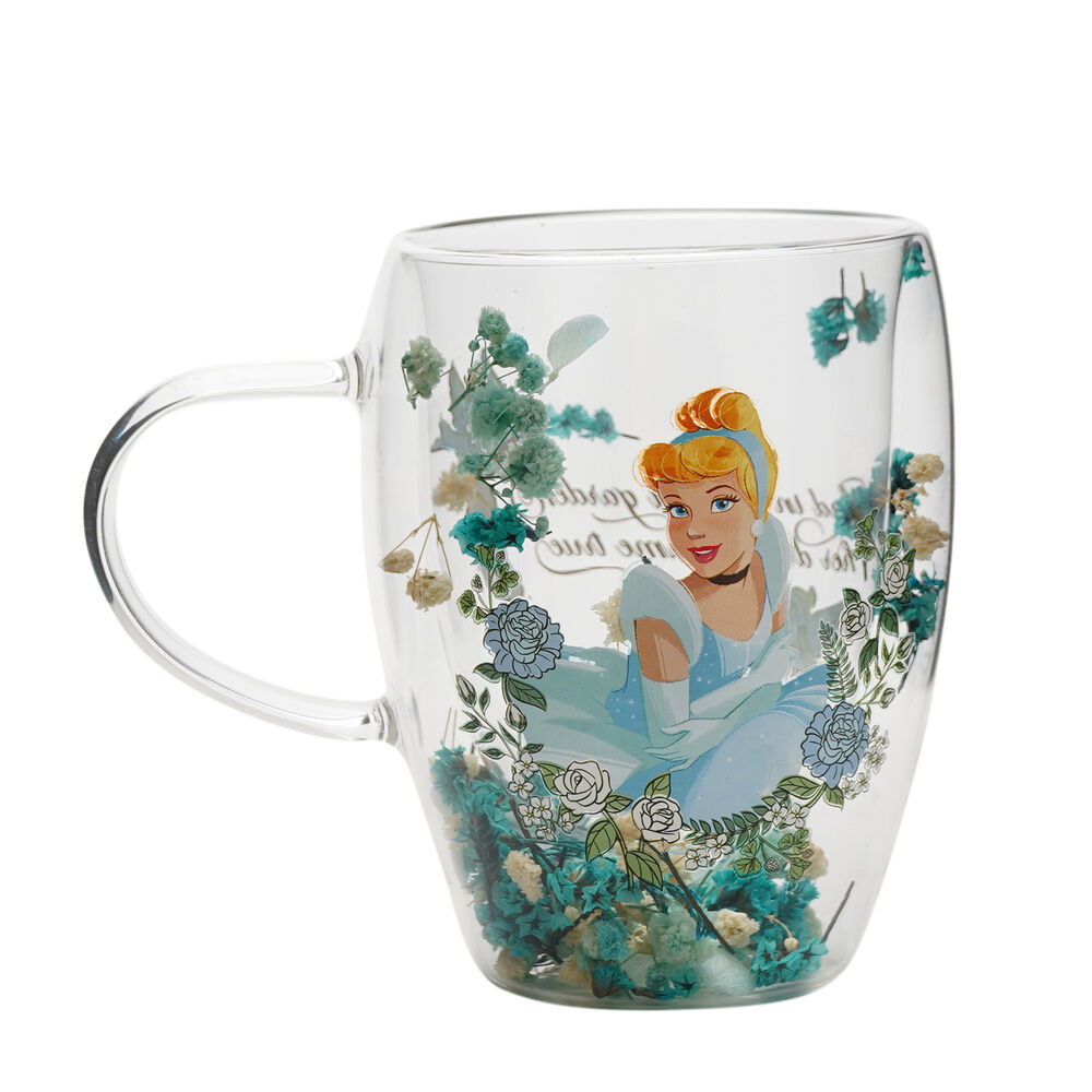 Taza cristal flores secas Cenicienta Princesas Disney - Frikibase.com