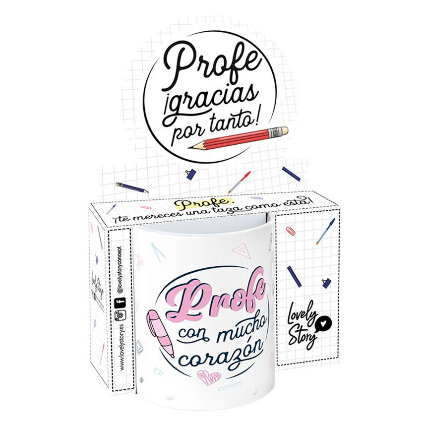 Taza - Profe Con Mucho Corazon 330ml - Frikibase.com