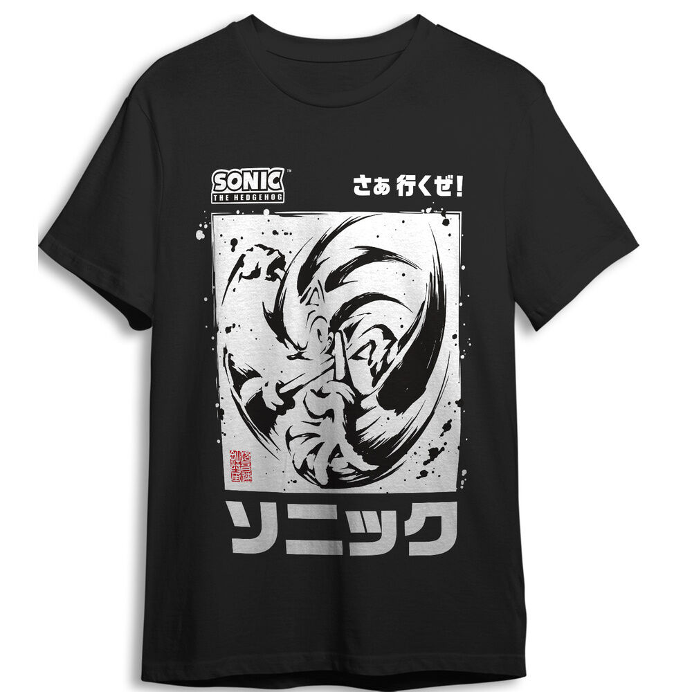 Camiseta Black Brush Sonic the Hedgehog adulto - Frikibase.com