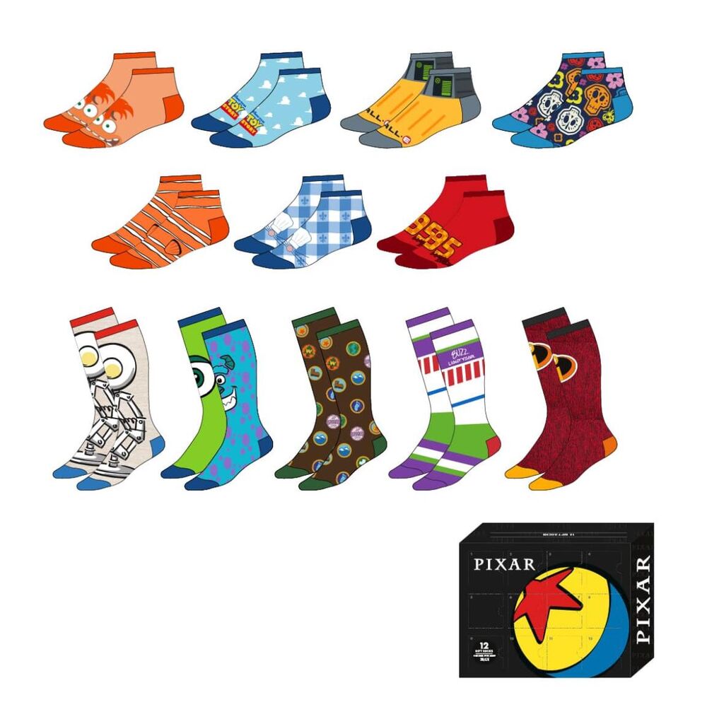 Set 12 pares calcetines Disney Pixar adulto surtido - Frikibase.com