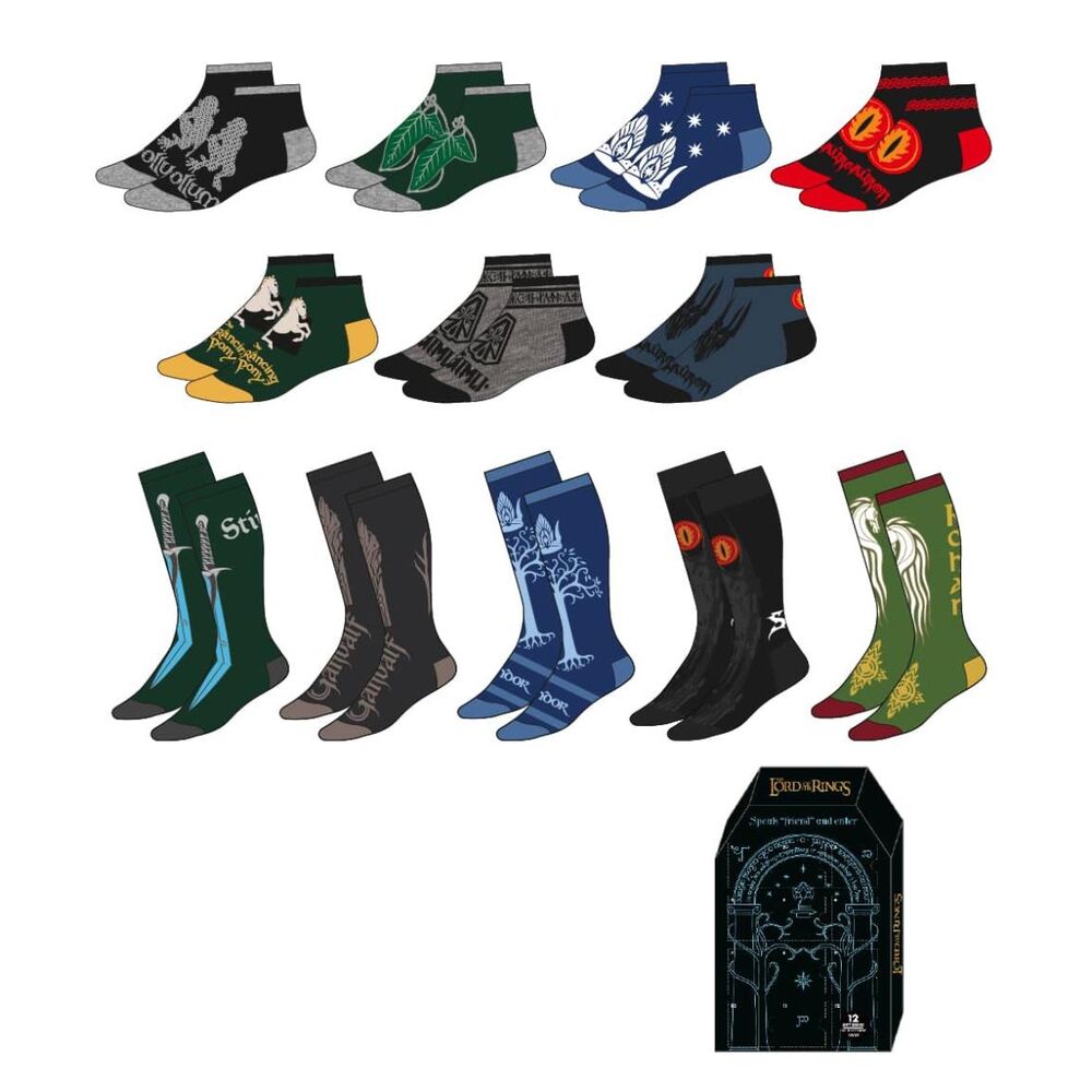 Set 12 pares calcetines Hobbit El Señor de los Anillos adulto surtido - Frikibase.com