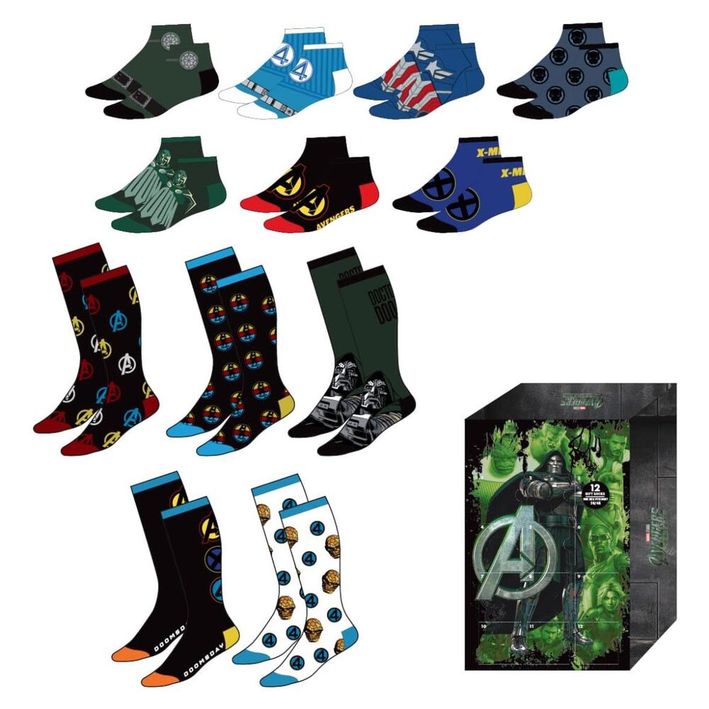 Set 12 pares calcetines Los Vengadores Avengers Marvel adulto surtido - Frikibase.com