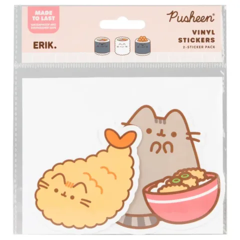 Set 2 pegatinas vinilo Sushi Roll Pusheen - Frikibase.com