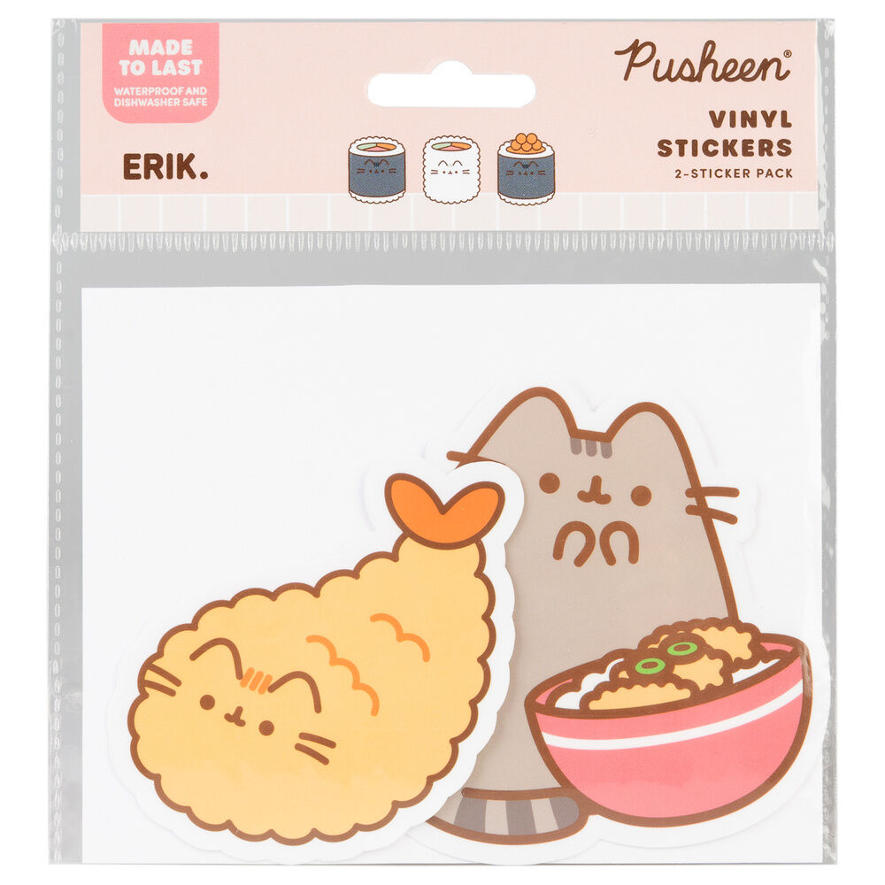 Set 2 pegatinas vinilo Sushi Roll Pusheen - Frikibase.com