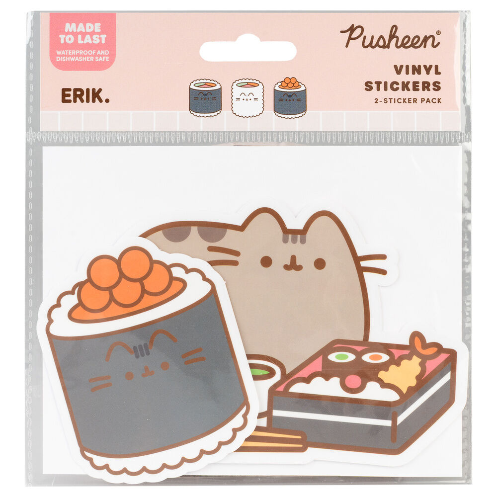 Set 2 pegatinas vinilo Sushi Roll Pusheen - Frikibase.com