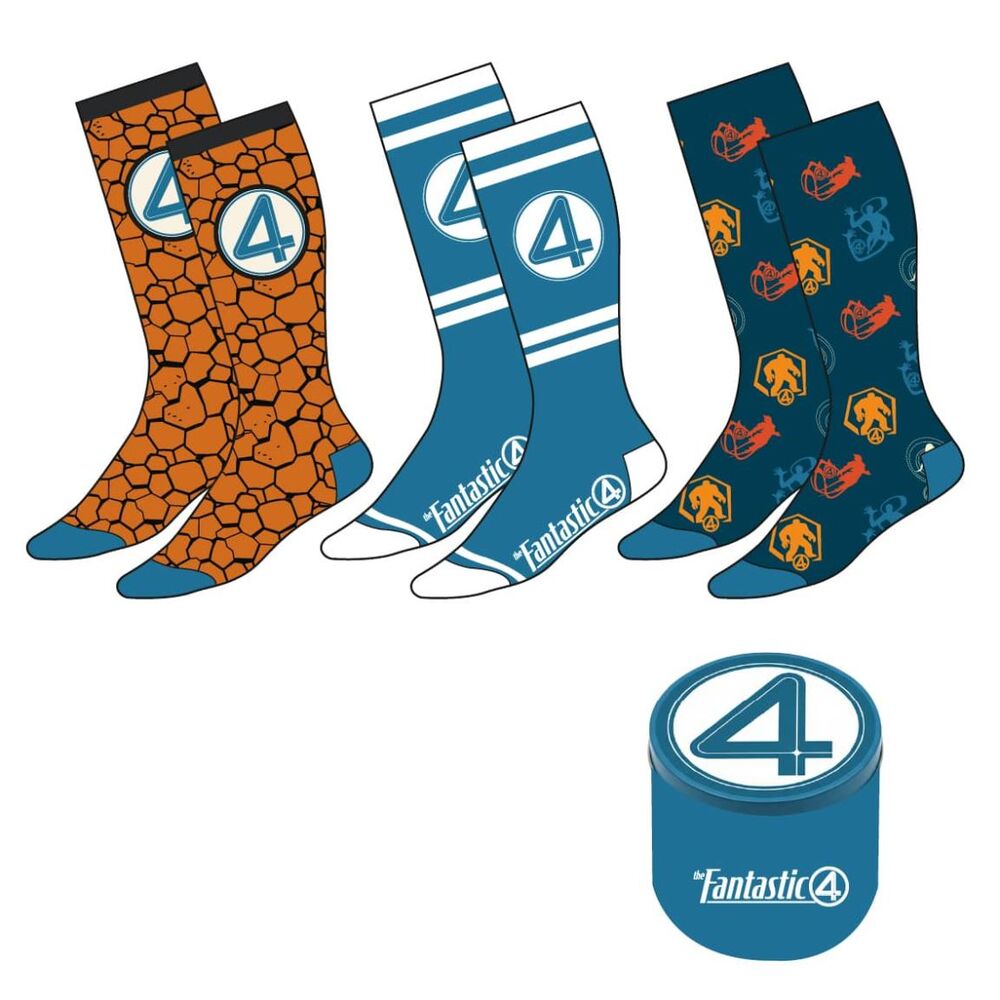 Set 3 pares calcetines Los 4 Fantasticos Marvel adulto surtido - Frikibase.com