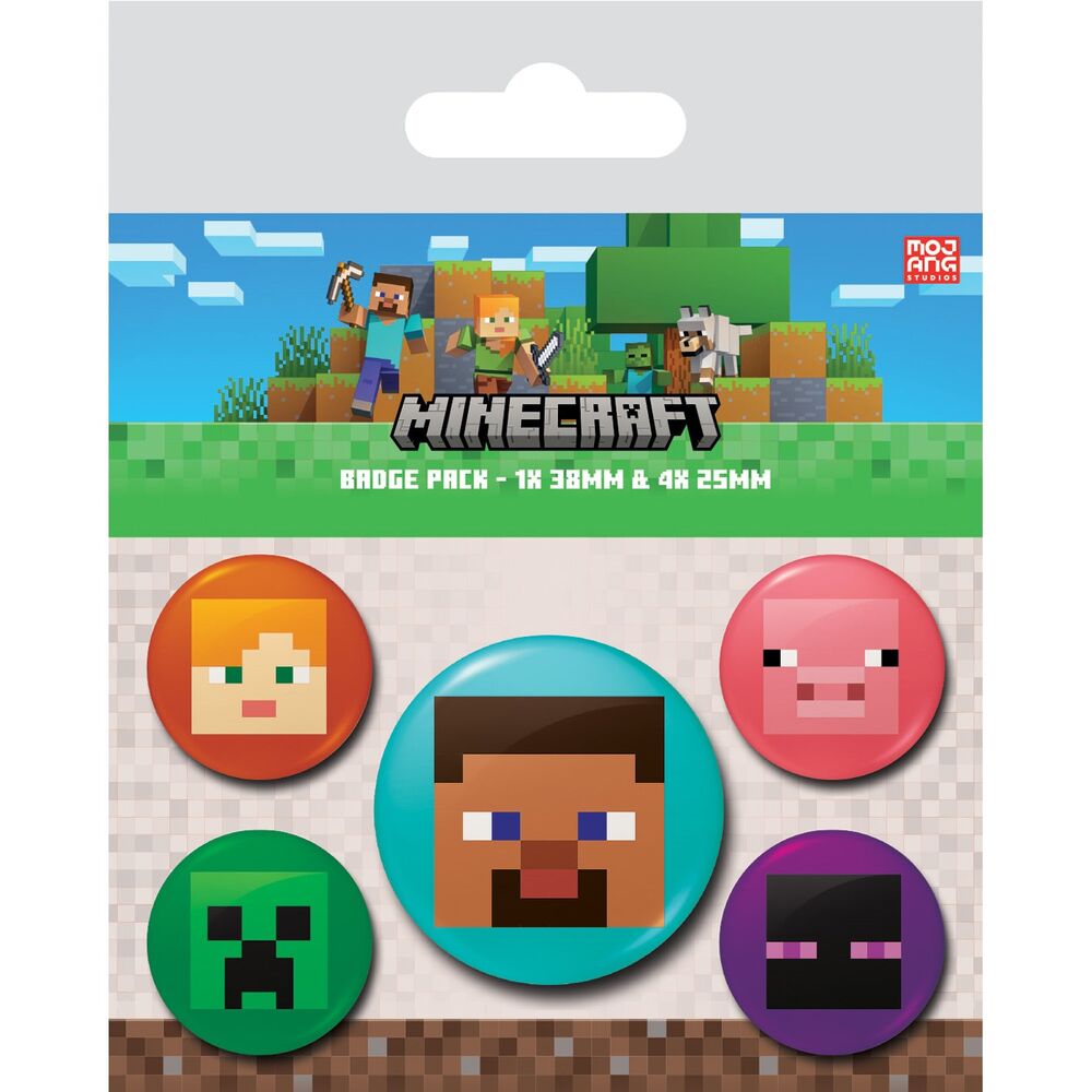 Set 5 chapas Minecraft - Frikibase.com
