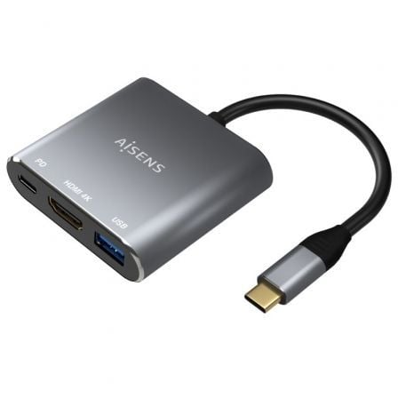 Conversor Aisens A109-0669/ USB Tipo-C Macho/ HDMI Hembra - USB Hembra - USB Tipo-C Hembra/ 15cm/ Gris - Frikibase