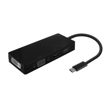 Conversor USB Tipo-C Aisens A109-0679/ HDMI Hembra - VGA Hembra - DVI Hembra - DisplayPort Hembra/ 15cm/ Negro - Frikibase