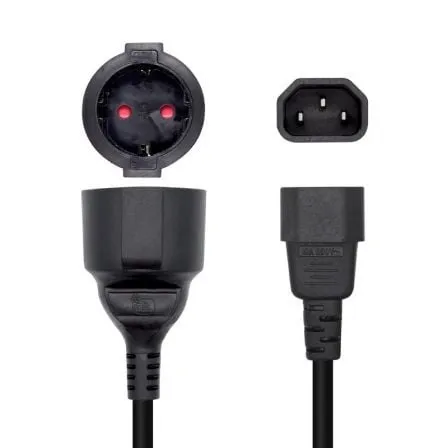 Adaptador Alimentación Aisens A132-0467/ C14 Macho - CEE7 Hembra/ 25cm/ Negro - Frikibase