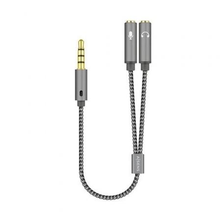Cable Estéreo Aisens A128-0415/ Jack 3.5 Macho - 2x Jack 3.5 Hembra/ 25cm/ Gris - Frikibase