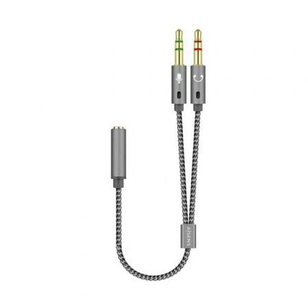 Cable Estéreo Aisens A128-0417/ Jack 3.5 Hembra - 2x Jack 3.5 Macho/ 25cm/ Gris - Frikibase