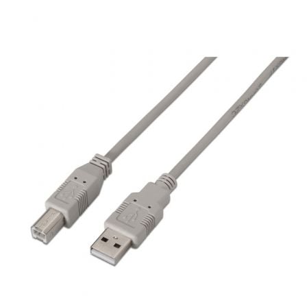 Cable USB 2.0 Impresora Aisens A101-0001/ USB Tipo-B Macho - USB Macho/ 1m/ Beige - Frikibase