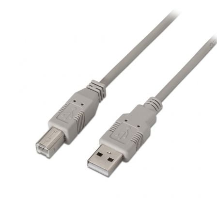 Cable USB 2.0 Impresora Aisens A101-0004/ USB Tipo-B Macho - USB Macho/ 4.5m/ Beige - Frikibase