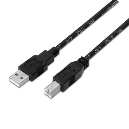 Cable USB 2.0 Impresora Aisens A101-0007/ USB Tipo-B Macho - USB Macho/ 3m/ Negro - Frikibase