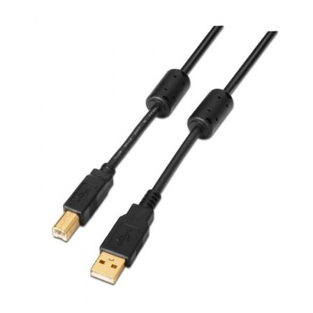 Cable USB 2.0 Impresora Aisens A101-0011/ USB Tipo-B Macho - USB Macho/ 5m/ Negro - Frikibase
