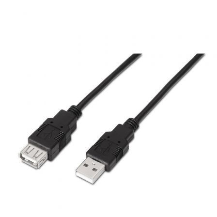Cable Alargador USB 2.0 Aisens A101-0015/ USB Macho - USB Hembra/ Hasta 2.5W/ 60Mbps/ 1m/ Negro - Frikibase