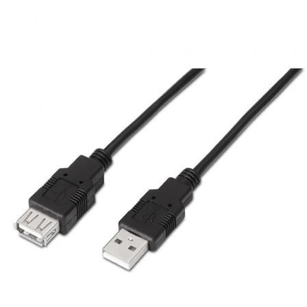 Cable Alargador USB 2.0 Aisens A101-0017/ USB Macho - USB Hembra/ Hasta 2.5W/ 60Mbps/ 3m/ Negro - Frikibase