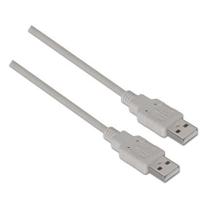 Cable USB 2.0 Aisens A101-0022/ USB Macho - USB Macho/ Hasta 2.5W/ 60Mbps/ 2m/ Beige - Frikibase
