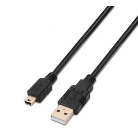 Cable USB 2.0 Aisens A101-0024/ USB Macho - MiniUSB Macho/ 1m/ Negro - Frikibase