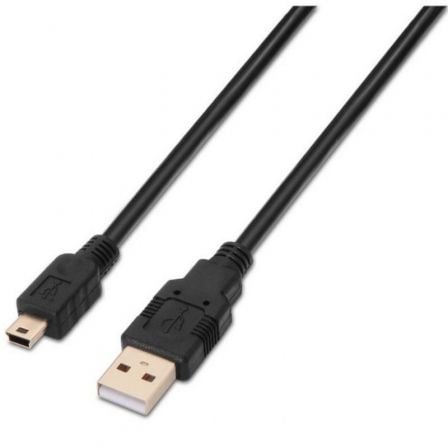 Cable USB 2.0 Aisens A101-0026/ USB Macho - MiniUSB Macho/ Hasta 2.5W/ 60Mbps/ 3m/ Negro - Frikibase