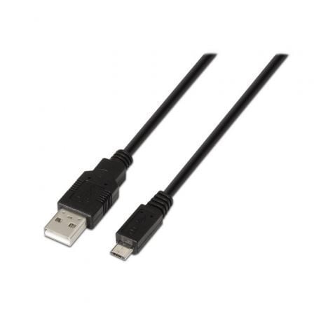 Cable USB 2.0 Aisens A101-0028/ USB Macho - MicroUSB Macho/ Hasta 2.5W/ 60Mbps/ 1.8m/ Negro - Frikibase