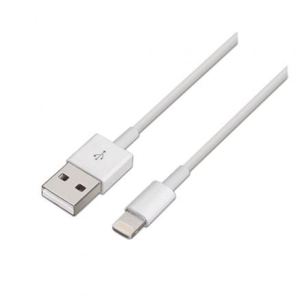 Cable USB 2.0 Lightning Aisens A102-0036/ USB Macho - Lightning Macho/ 2m/ Blanco - Frikibase