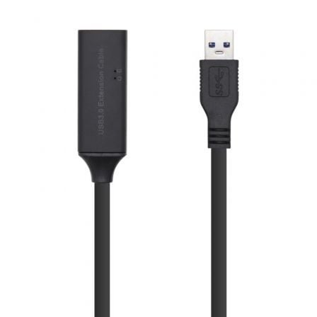 Cable Alargador USB 3.0 con Amplificador Aisens A105-0407/ USB Macho - USB Hembra/ Hasta 9W/ 625Mbps/ 5m/ Negro - Frikibase